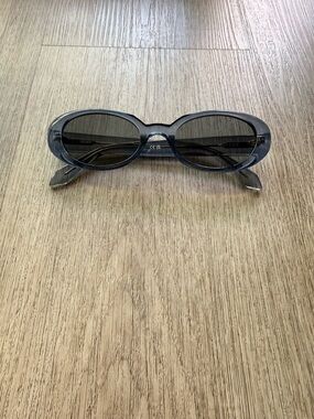 quay australia felt cute blue retro oval round narrow y2k modern sunglasses NEW